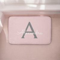 Blush Pink Grey Modern Script Girly Monogram Name