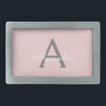 Blush Pink Grey Modern Script Girly Monogram Name Belt Buckle<br><div class="desc">Blush Pink and Grey Simple Script Monogram Name Belt Buckle. This makes the perfect graduation,  sweet 16 16th,  18th,  21st,  30th,  40th,  50th,  60th,  70th,  80th,  90th,  100th birthday,  wedding,  bridal shower,  anniversary,  baby shower or bachelorette party gift for someone that loves glam luxury and chic styles.</div>