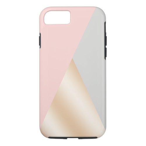 Blush pink grey  rose gold geometric triangles iPhone 87 case