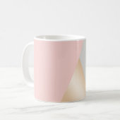 Blush pink, grey & rose gold geometric triangles coffee mug (Front Left)
