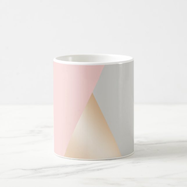 Blush pink, grey & rose gold geometric triangles coffee mug (Center)