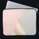 Blush pink, grey & rose gold geometric triangles laptop sleeve<br><div class="desc">Elegant geometric design featuring blush pink,  grey and faux rose gold color block.</div>