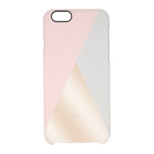 Blush pink grey  rose gold geometric triangles clear iPhone 66S case