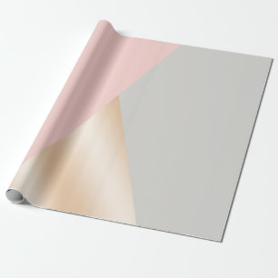 Blush pink, grey & rose gold geometric triangles wrapping paper