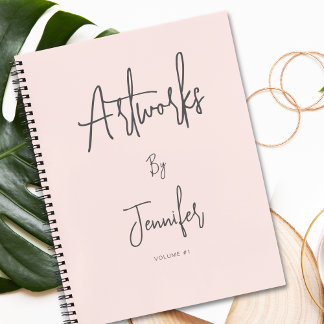 Blush Pink Grey Script Name Artwork Sketchbook Notebook