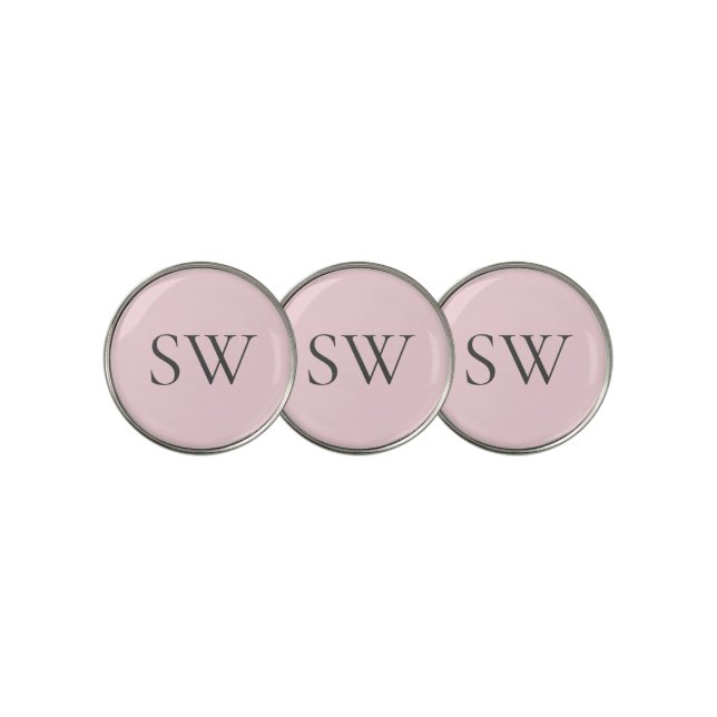 Blush Pink & Grey Simple Typography Golf Ball Marker (3 Up)
