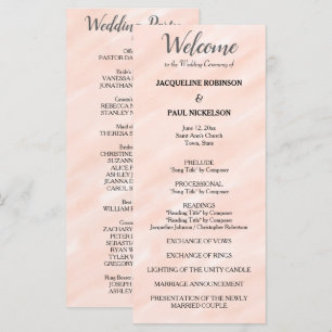 Blush Pink Grey Watercolor Wedding Program