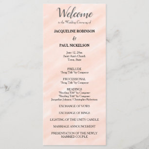 Blush Pink Grey Watercolor Wedding Program