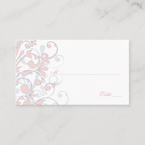 Blush Pink, Grey, White Floral Wedding Place Cards Business Cards