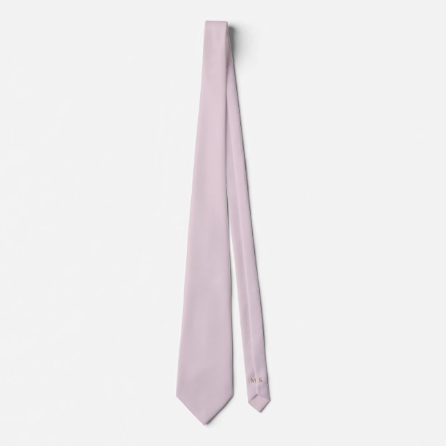Blush Pink Groom and Groomsmen Initials Wedding Neck Tie (Front)