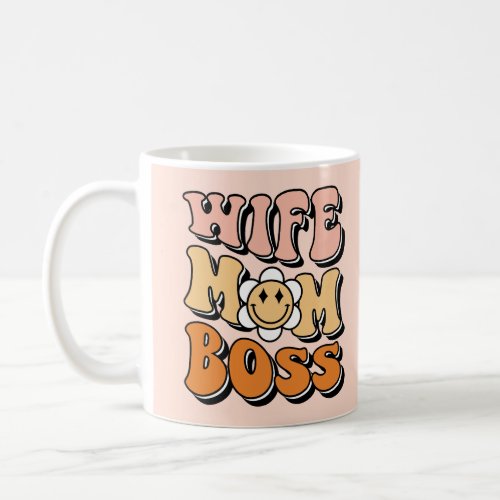 Blush Pink Groovy Wife Mom Boss Coffee Mug