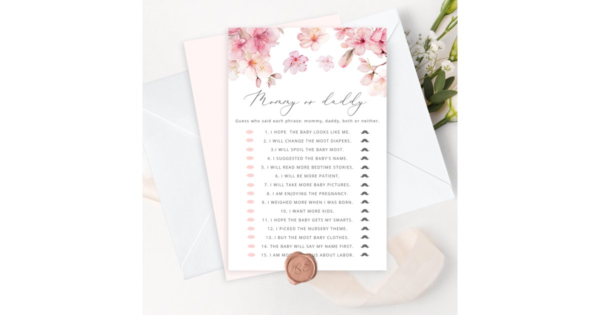 Blush pink Guess Who Said It Mommy or Daddy game