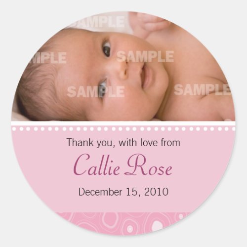 Blush Pink Gumdrop Baby Message Classic Round Sticker