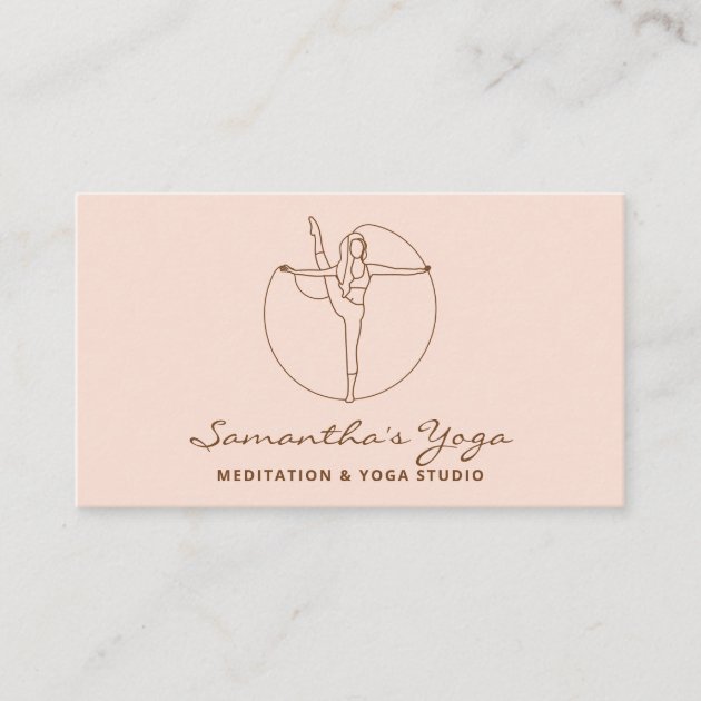 Blush pink Gym Yoga Pilates Meditation Instructor Business Card