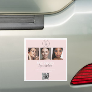 Blush Pink Hair, Makeup & Beauty Studio Branding Car Magnet