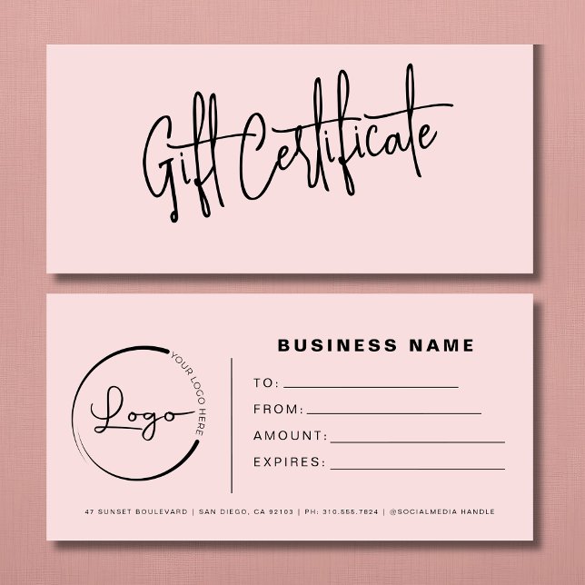 Blush Pink Hair Salon Logo Gift Certificates (Creator Uploaded)