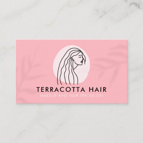 Blush Pink Hair Stylist Beauty Salon Minimalist Business Card