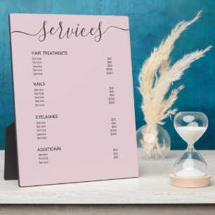 Blush Pink Hair Stylist Price List Service Menu Plaque