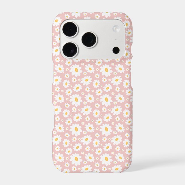 Blush Pink Hand Drawn Daisy Pattern Iphone Case (Back)