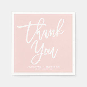 Blush Pink Hand Lettered Script Thank You Napkins