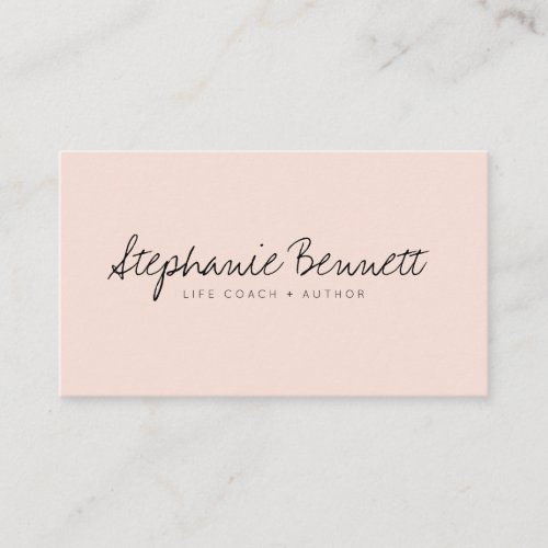 Blush pink handwritten script signature life coach business card