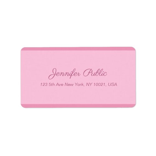 Blush Pink Handwritten Script Text Elegant Address Label