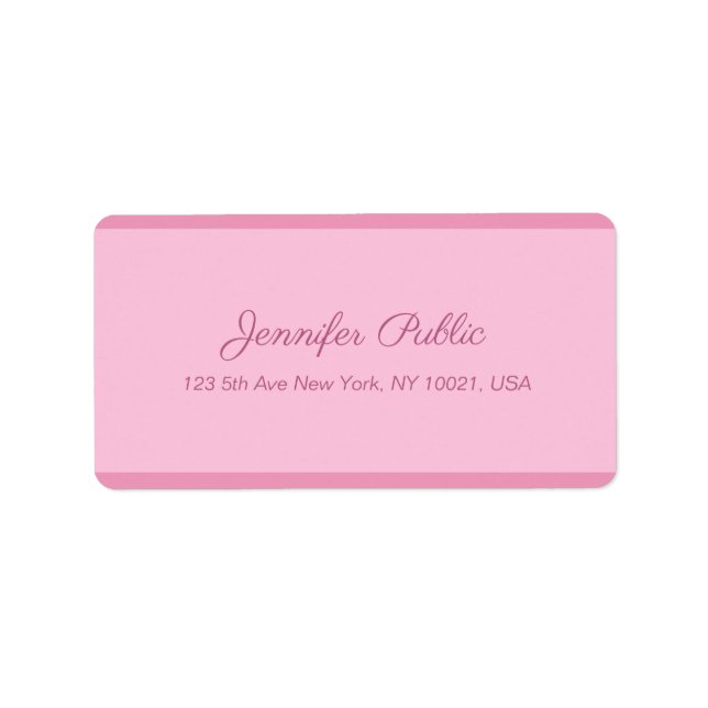 Blush Pink Handwritten Script Text Elegant Address Label (Front)