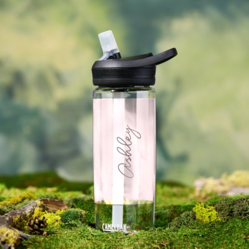 Blush Pink Handwritten Text Elegant  Water Bottle