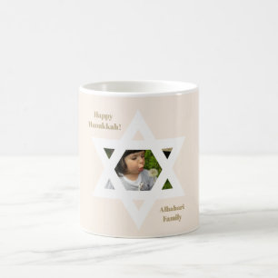 Blush Pink Happy Hanukkah Cute Photo Coffee Mug