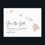 Blush Pink Hawaii Map Modern Script Save the Date Announcement Postcard<br><div class="desc">Announce your wedding date to family and friends with this Hawaii state theme save the date announcement postcard. It features an illustration of the state of Hawaii, simple typography and handwritten script. Personalize by adding names, date, venue and other details. This state of Hawaii save the date card is perfect...</div>
