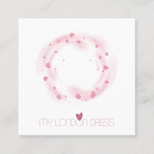 BLUSH PINK HEART CIRCLE NECKLACE BRACELET DISPLAY SQUARE BUSINESS CARD