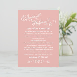 Blush Pink Heart Flourish Wedding Rehearsal Invitation