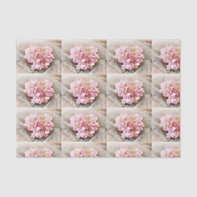 Blush Pink Heart Hydrangea Tiles for decoupage Tissue Paper (Front)
