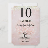 Blush Pink Heart Leaf Tree Table Number (Back)