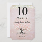 Blush Pink Heart Leaf Tree Table Number (Front)