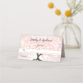 Blush Pink Heart Leaf Tree Wedding Place Cards (Front)