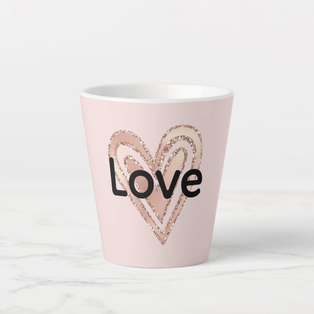 Blush Pink Heart Love Latte Mug (Front)