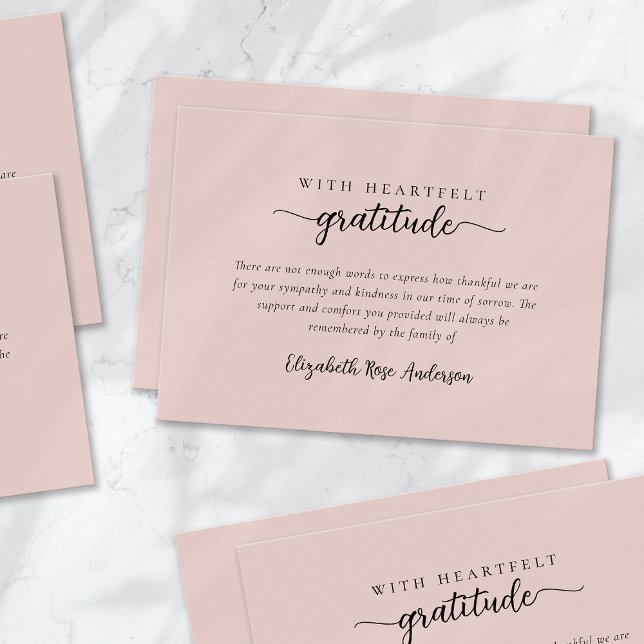Blush Pink Heartfelt Gratitude Funeral Thank You Card (Creator Uploaded)
