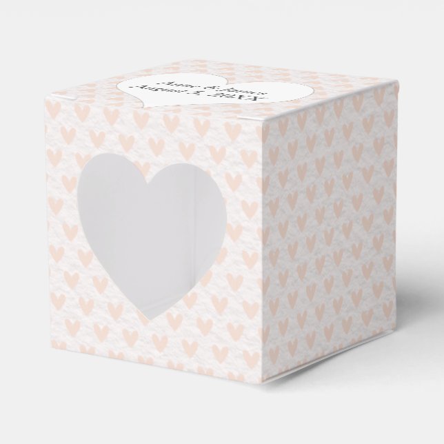 Blush Pink Hearts Favor Boxes (Front Side)