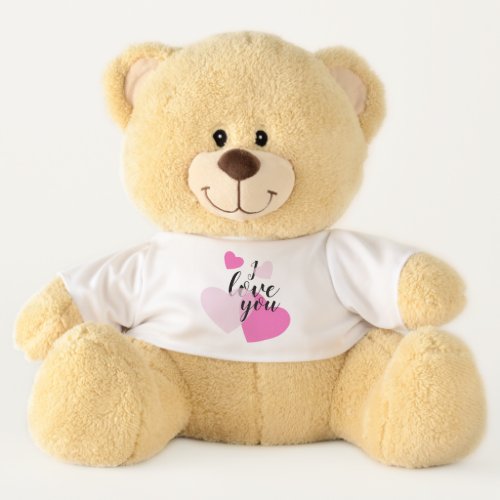 Blush Pink Hearts I Love You To My Valentine Teddy Bear