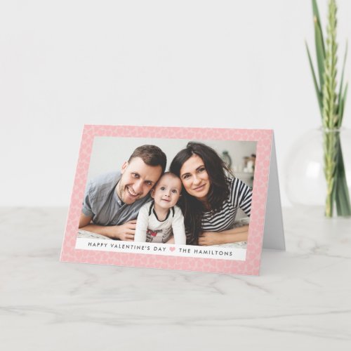 Blush Pink Hearts  Valentines Day Photo Holiday Card