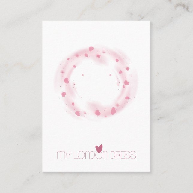 BLUSH PINK HEARTS WATERCOLOR STUD EARRING DISPLAY BUSINESS CARD (Front)