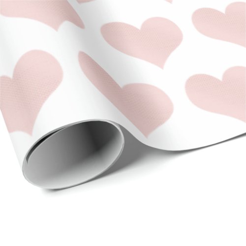 Blush Pink Hearts With Gold Dots Wrapping Paper