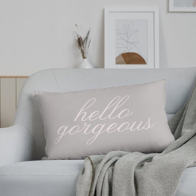 Blush Pink Hello Gorgeous Lumbar Pillow (Creator Uploaded)
