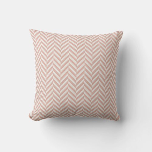 Blush Pink Herringbone Geometric Outdoor Pillow