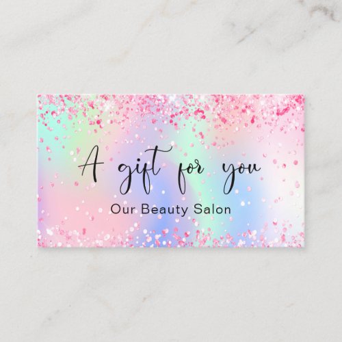 Blush pink holographic glitter gift certificate