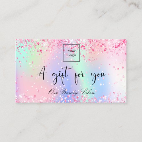 Blush pink holographic QR code gift certificate
