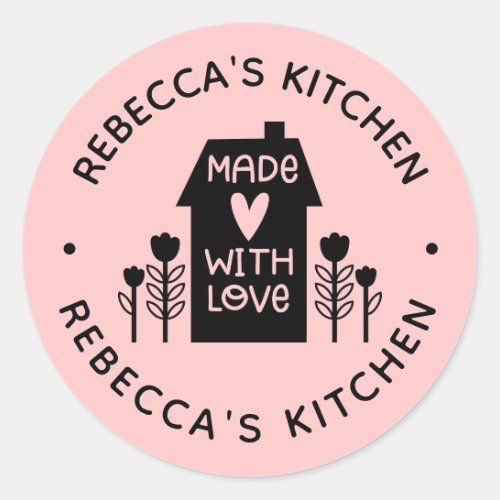 Blush Pink Homemade With Love Classic Round Sticke Classic Round Sticker