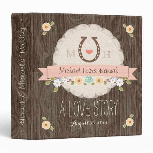 BLUSH PINK HORSESHOE HEART WESTERN WEDDING BINDER