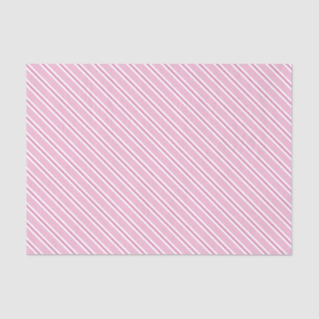 Blush Pink, Hot Pink and White Striped Tissue Paper (Front)